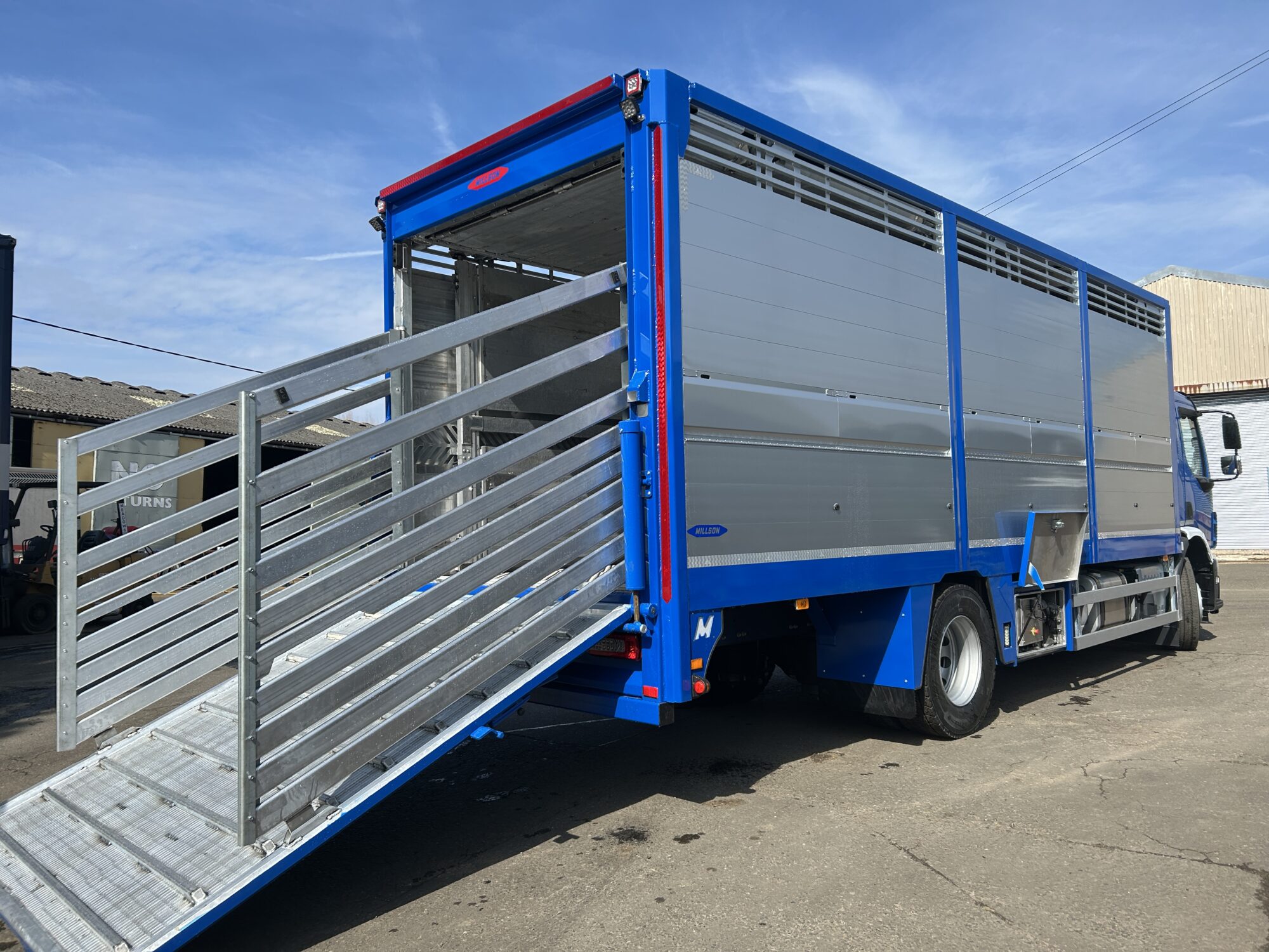 Blue 2 DECK SHEEP trailer with foldable gate